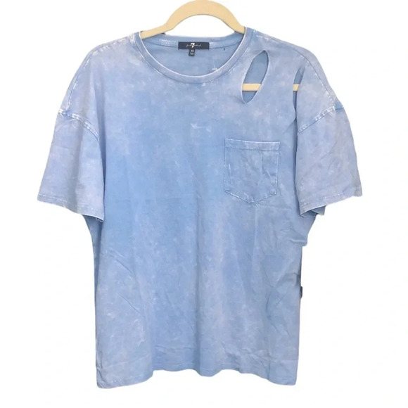 NWT 7 FOR ALL MANKIND DISTRESSED OVERSIZED TEE - Picture 3 of 8